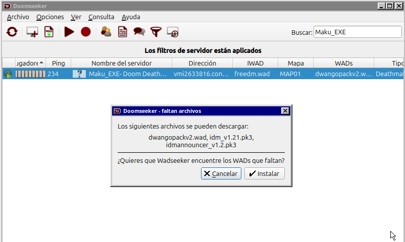 Captura de pantalla de DoomSeeker
